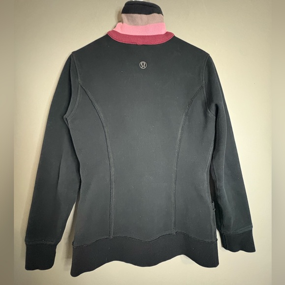 Lululemon Scuba Jacket Black Pink Stripe Collar Zip Up Athletic - Picture 4 of 5